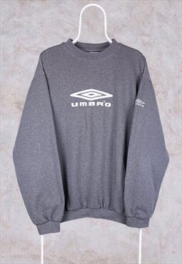Vintage Umbro Grey Sweatshirt 90s Spell Out Embroidered XL