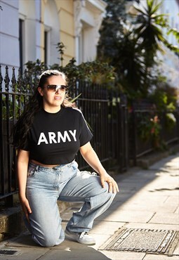 Cropped ARMY print T-shirt 