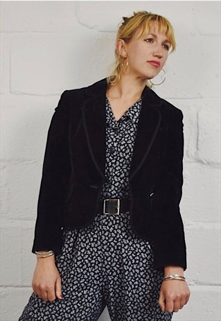 VINTAGE VELVET CROPPED JACKET BLAZER