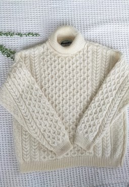 Vintage Hand Knitted Irish Pure Wool Aran Jumper