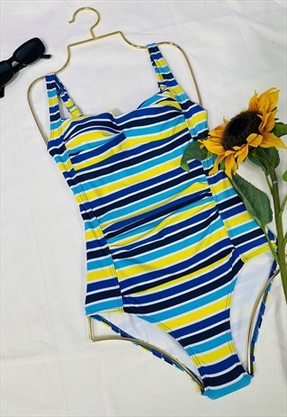 Vintage 90's Colourful Stripe Swimsuit