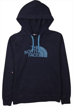 Vintage 90's The North Face Hoodie Spellout Navy Blue Medium