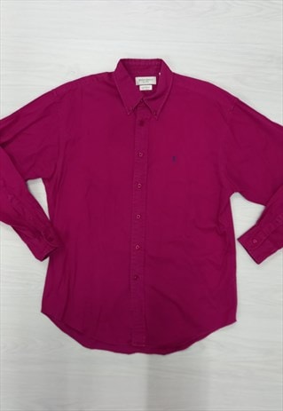 Vintage Shirt Fuchsia Pink Long Sleeved Cotton