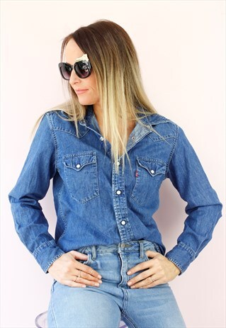 VINTAGE 80'S RETRO LEVI'S DENIM SHIRT BLOUSE