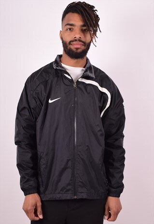 NIKE MENS VINTAGE RAIN JACKET LARGE BLACK 90S