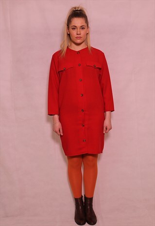 80S RED SECRETARY STYLE DRESS