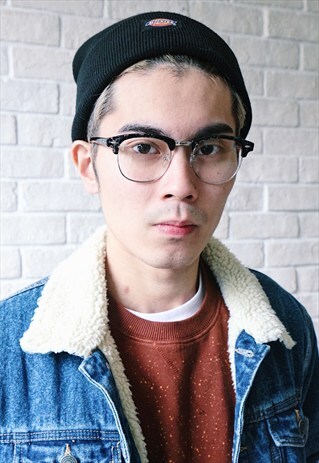 SHALEX RETRO HALF FRAME GLASSES - BLACK PAINTED