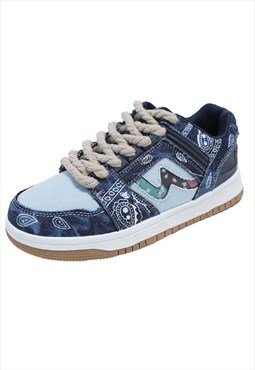 Bandanna sneakers denim retro classic paisley trainers blue