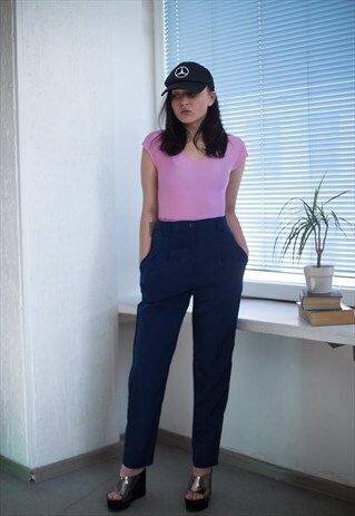 VINTAGE 90'S NAVY BLUE SLIM TROUSERS