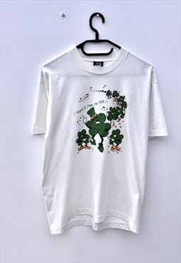 Vintage 1988 Irish white shamrock T-shirt medium 