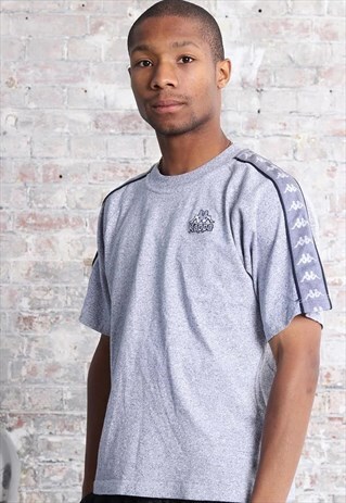 VINTAGE KAPPA TAPE LOGO T-SHIRT GREY