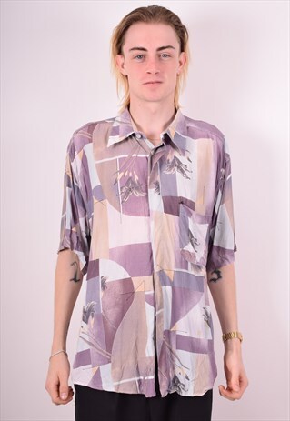 MENS VINTAGE CRAZY PRINT SHIRT XL MULTI 90S