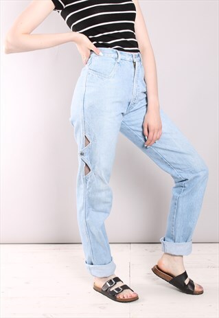 VINTAGE 90S ZIG ZAG CUT OUT STRAIGHT LEG JEANS