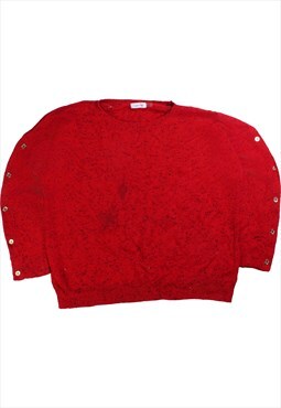 Vintage  Calvin Klein Jumper / Sweater Knitted Red Large