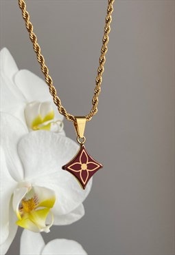 Authentic Louis Vuitton Red Pendant -Reworked  Necklace