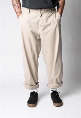 VINTAGE RALPH LAUREN CHAPS BEIGE CHINO TROUSERS 36W 32L