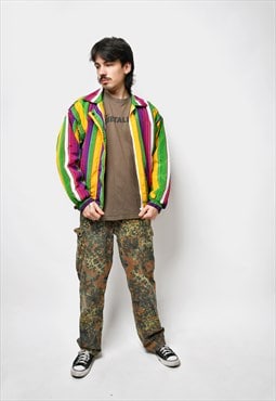 90s style bomber jacket in multi colour unisex Striped multi