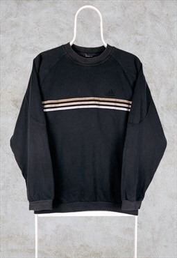 Vintage Black Adidas Sweatshirt Striped Small