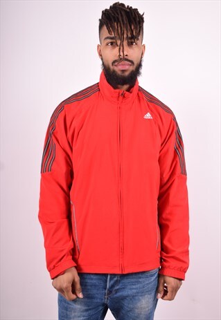 ADIDAS MENS VINTAGE TRACKSUIT TOP JACKET MEDIUM RED 90'S
