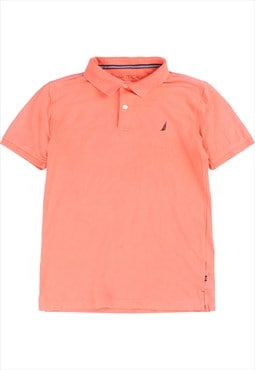 Nautica  Short Sleeve Button Up Polo Shirt Large Orange