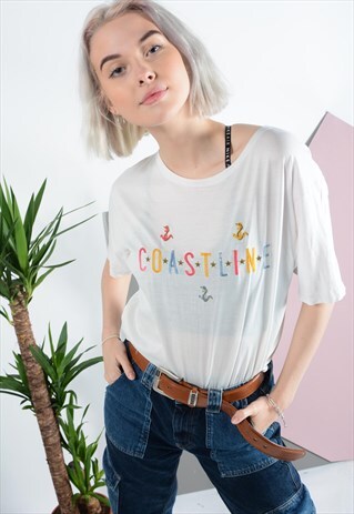 VINTAGE T-SHIRT IN WHITE WITH EMBROIDERY