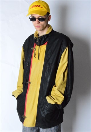 VINTAGE 80S COLOURFUL LEATHER JACKET