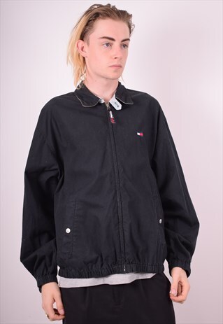 TOMMY HILFIGER MENS VINTAGE HARRINGTON JACKET MEDIUM BLACK 9