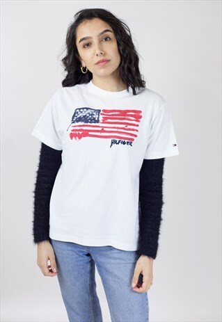VINTAGE TOMMY HILFIGER FLAG WHITE T-SHIRT