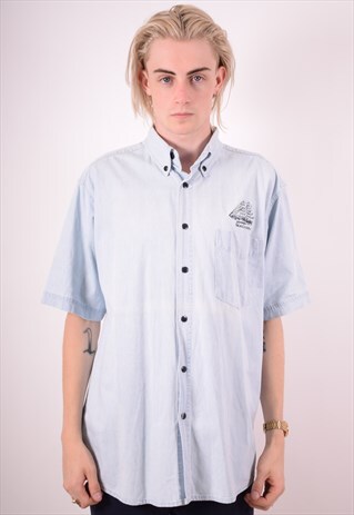 MENS VINTAGE DENIM SHIRT MEDIUM BLUE 90S