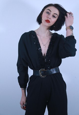1980'S SEQUIN TRIM JUMPSUIT