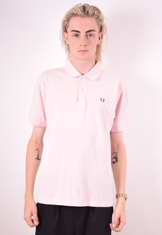 FRED PERRY MENS VINTAGE POLO SHIRT MEDIUM PINK 90S