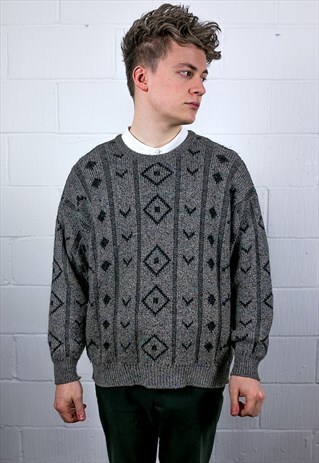 VINTAGE 90S PATTERNED KNIT JUMPER