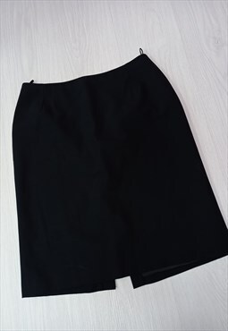 Vintage Gianni Versace Skirt Black Wool Pencil Short