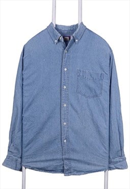 North Crest 90's Denim Long Sleeve Button Up Shirt Medium Bl