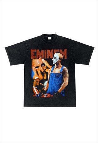 Black Washed Eminem Graphic fans Retro T shirt tee 