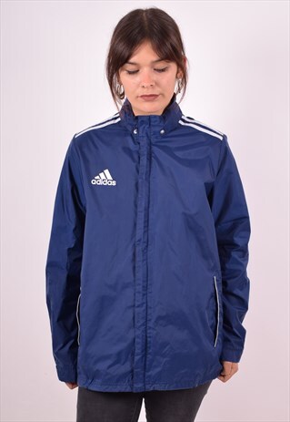 ADIDAS WOMENS VINTAGE JACKET LARGE NAVY BLUE 90S