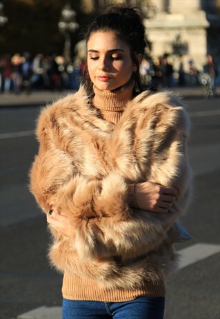FAUX FUR COAT - CAMEL