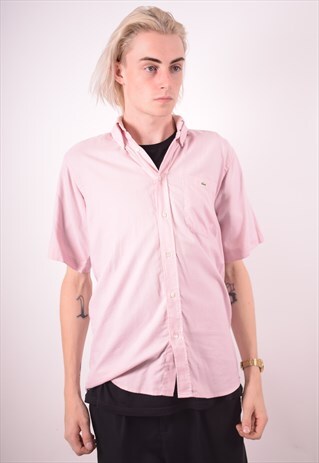 LACOSTE MENS VINTAGE SHIRT MEDIUM PINK 90S