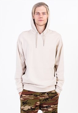 Oversized Basic Hoodie in Cream with Pouch Pocket