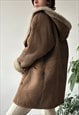 VINTAGE Y2K 00'S CLASSIC UNISEX OVERSIZED LIGHT BROWN COAT