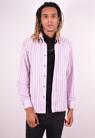 VERSACE MENS VINTAGE SHIRT LARGE PINK STRIPES 90S