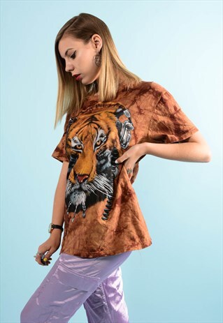 TIE DYE TIGER GRAPHIC TEE SHIRT