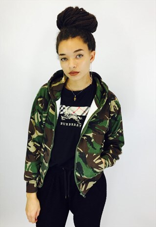 90S CAMO ZIP UP HOODIE