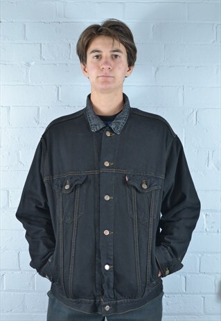 VINTAGE LEVI'S DISTRESSED CORDUROY COLLAR DENIM JACKET