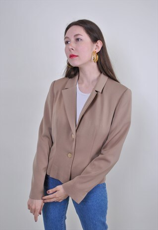 VINTAGE BEIGE PARTY BLAZER, 90S WOMENS SUIT JACKET