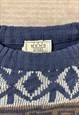 VINTAGE KNITTED JUMPER ABSTRACT PATTERNED CHUNKY SWEATER