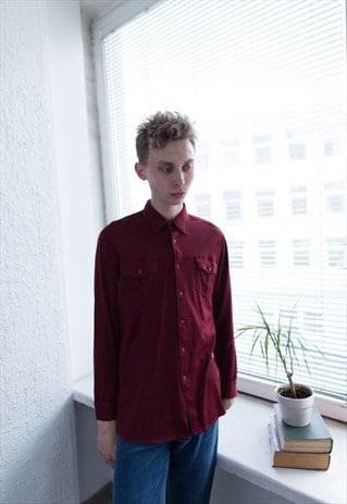 VINTAGE 70'S BURGUNDY RED SHIRT