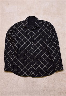 Vintage 90s Next Black Embroidered Casual Shirt 