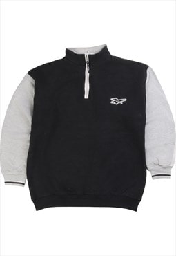 Vintage  Reebok Sweatshirt Quarter Zip Heavyweight Black