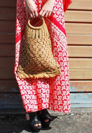 VINTAGE 70S RAFFIA BAG